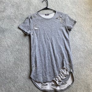 Distressed shirt dress